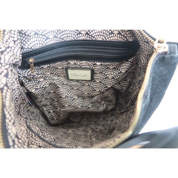 Moda Luxe Suede Leather Backpack with Gold Hardware Chic Modern Profile - Picture 5 of 10